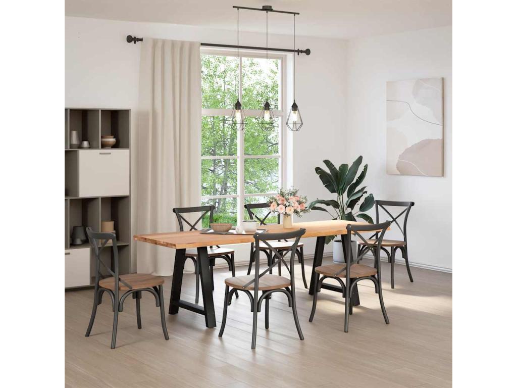 Brown Oak Wood Dining Table