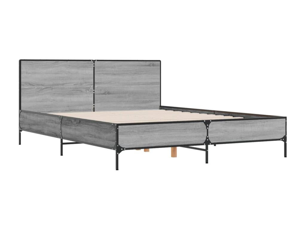 Gray Metal Bed Frame, 150 x 200 cm