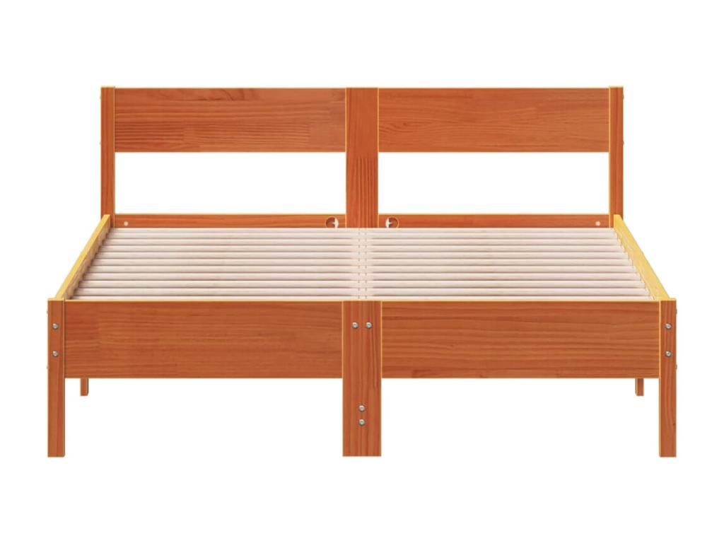 Brown Pine Wood Bed Frame, 150 x 200 cm
