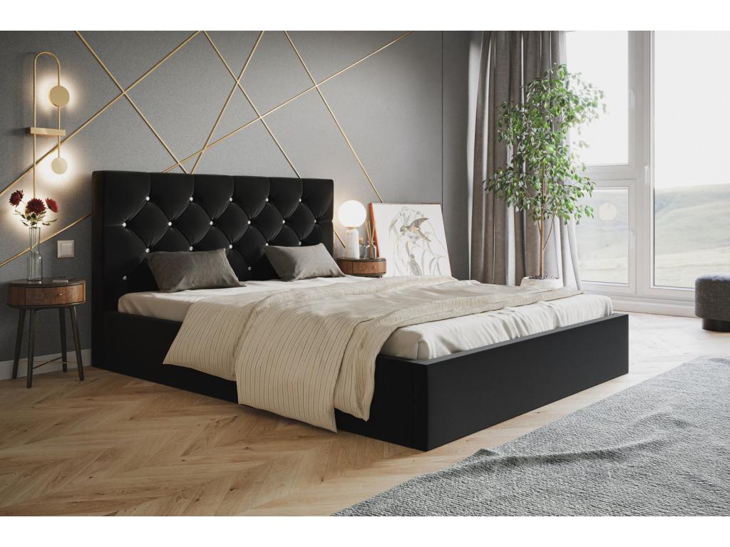 Black Velvet Bed, 160 x 200 cm