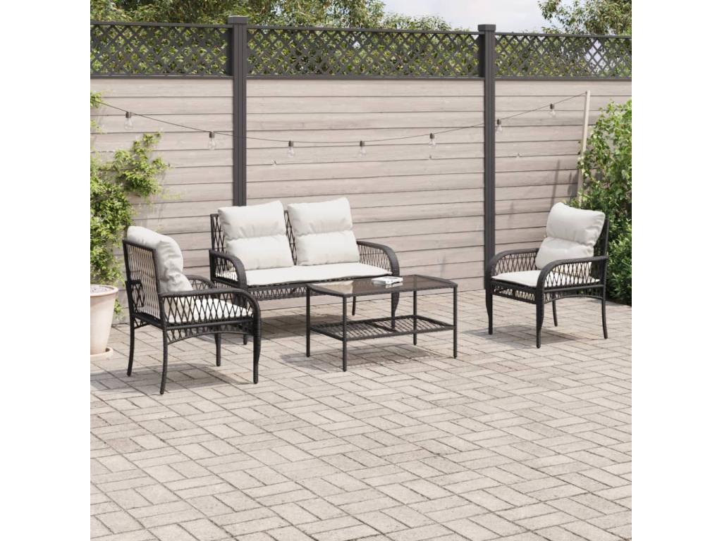 Black Woven Resin Wicker Outdoor Furniture Set