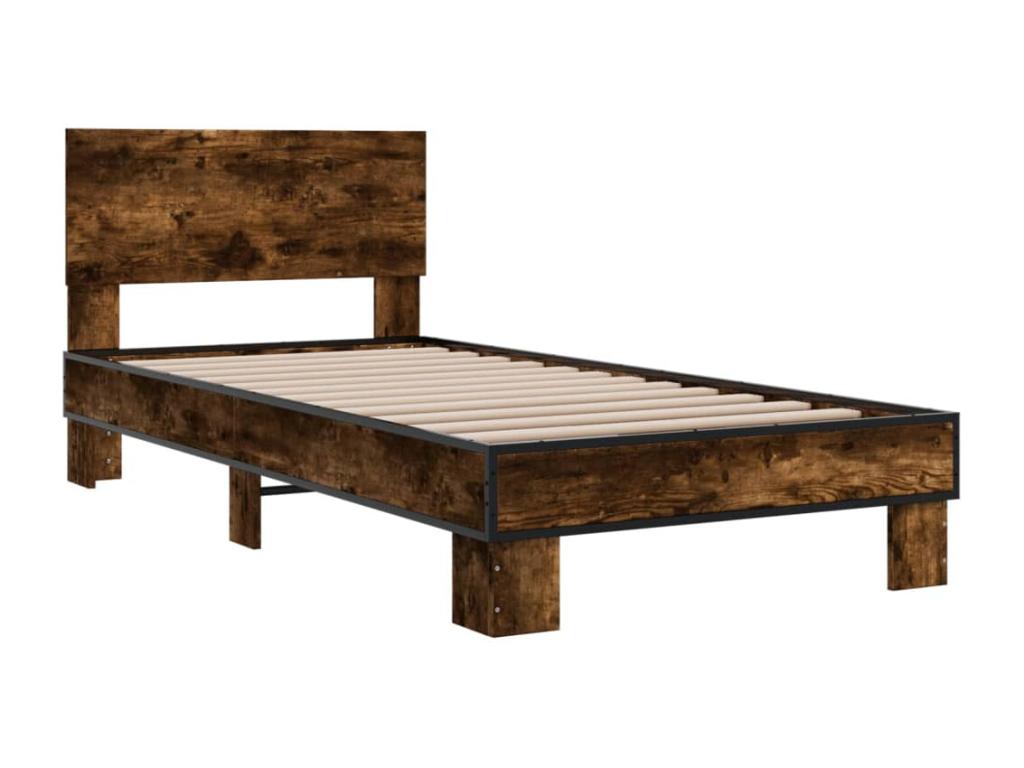 Brown Oak Wood Bed Frame, 75 x 190 cm