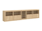 Brown Oak Wood Sideboard, 283 x 37 x 67 cm