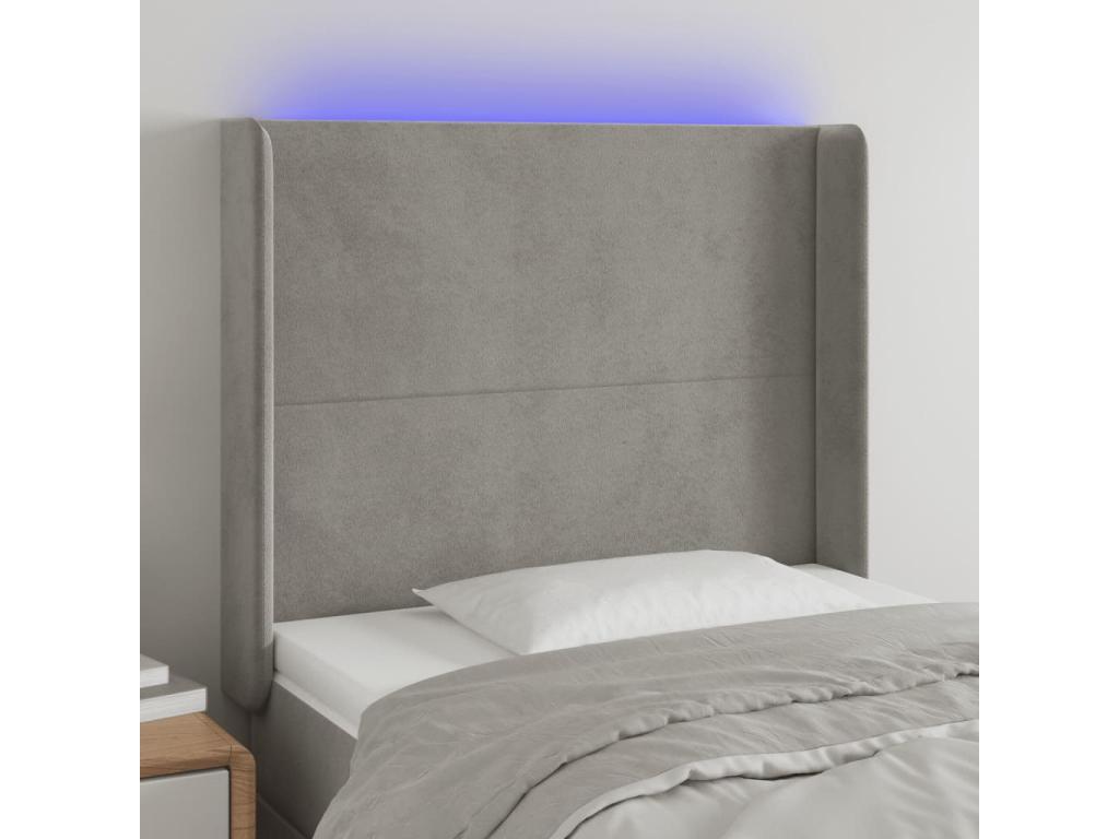 Gray Velvet Bed, 83 x 16 x 118 cm