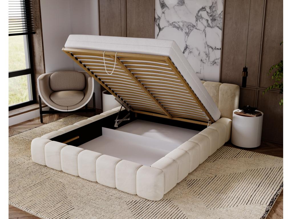 Gray Velvet Bed, 160 x 200 cm