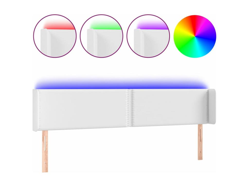 White Faux Leather Bed, 203 x 16 x 78 cm