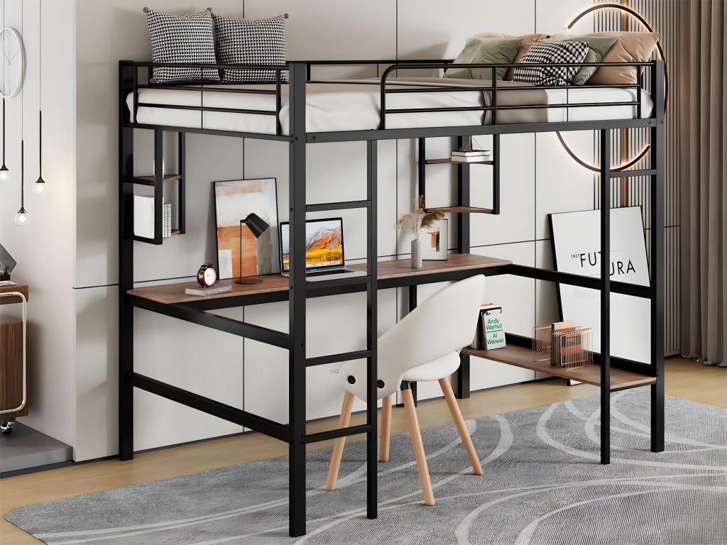 Black Iron Bed, 90 x 200 cm