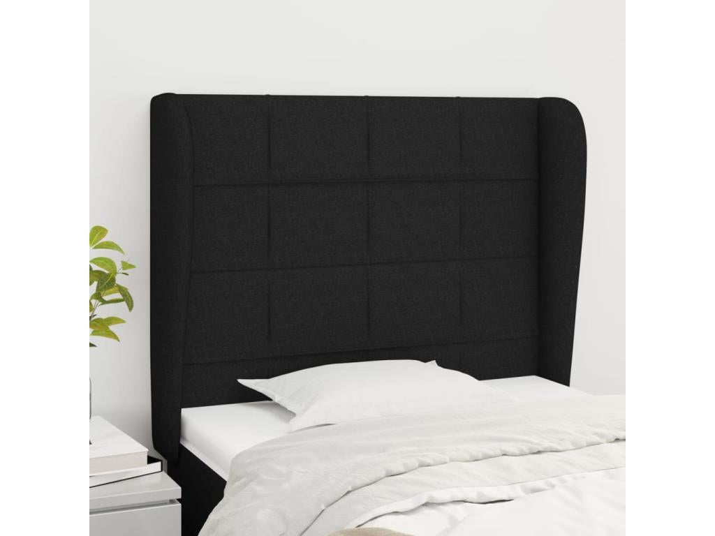 Black Fabric Bed, 93 x 23 x 118 cm