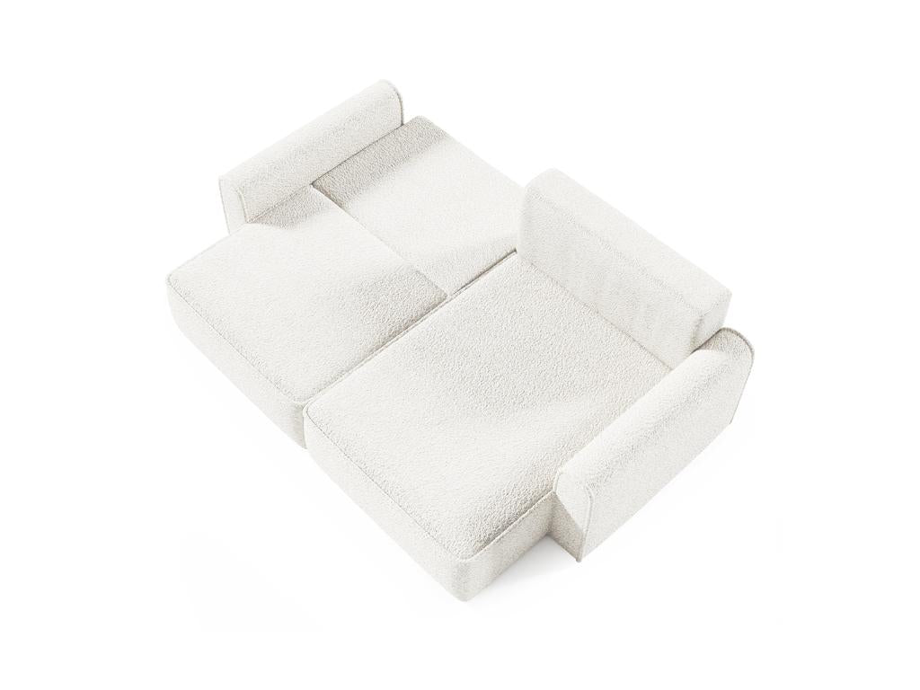 White Boucle Fabric Sofa Bed