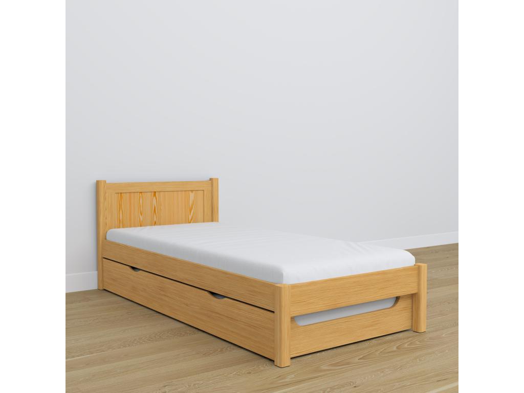 Natural Pine Wood Bed, 120 x 200 cm