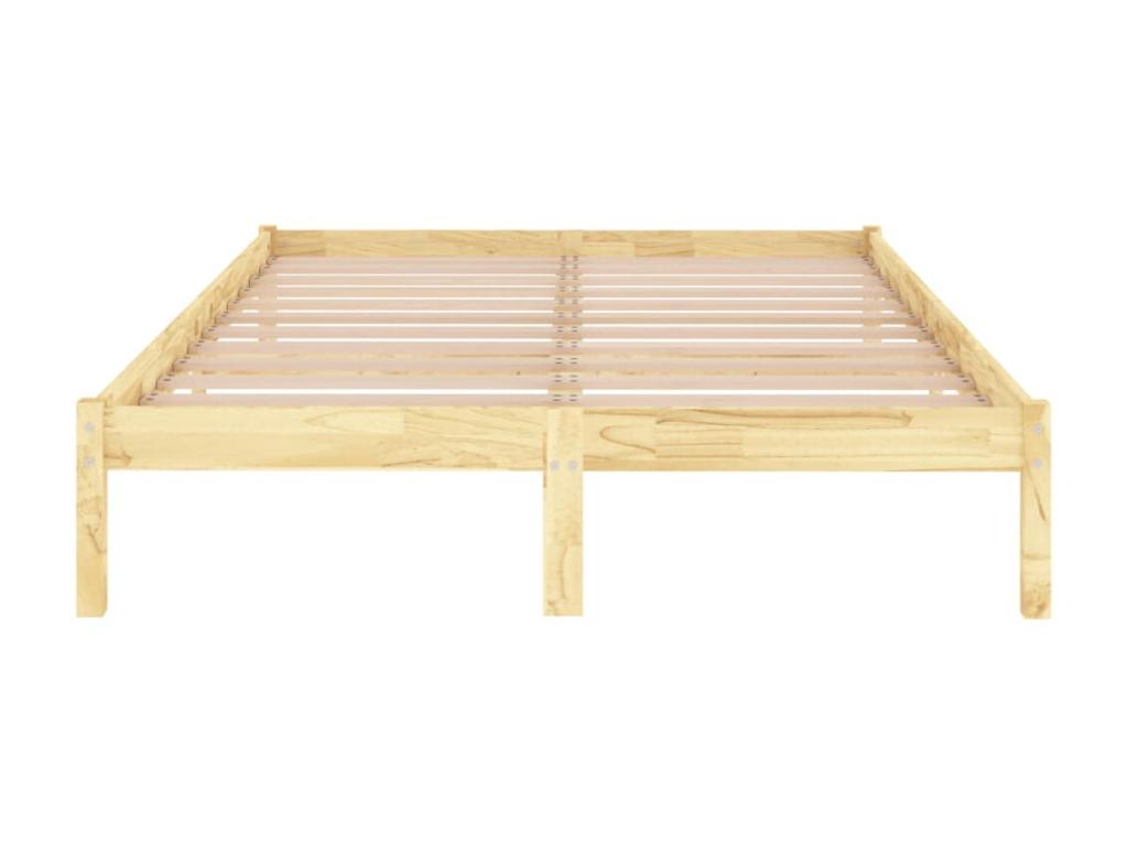 Brown Pine Wood Bed, 140 x 190 cm