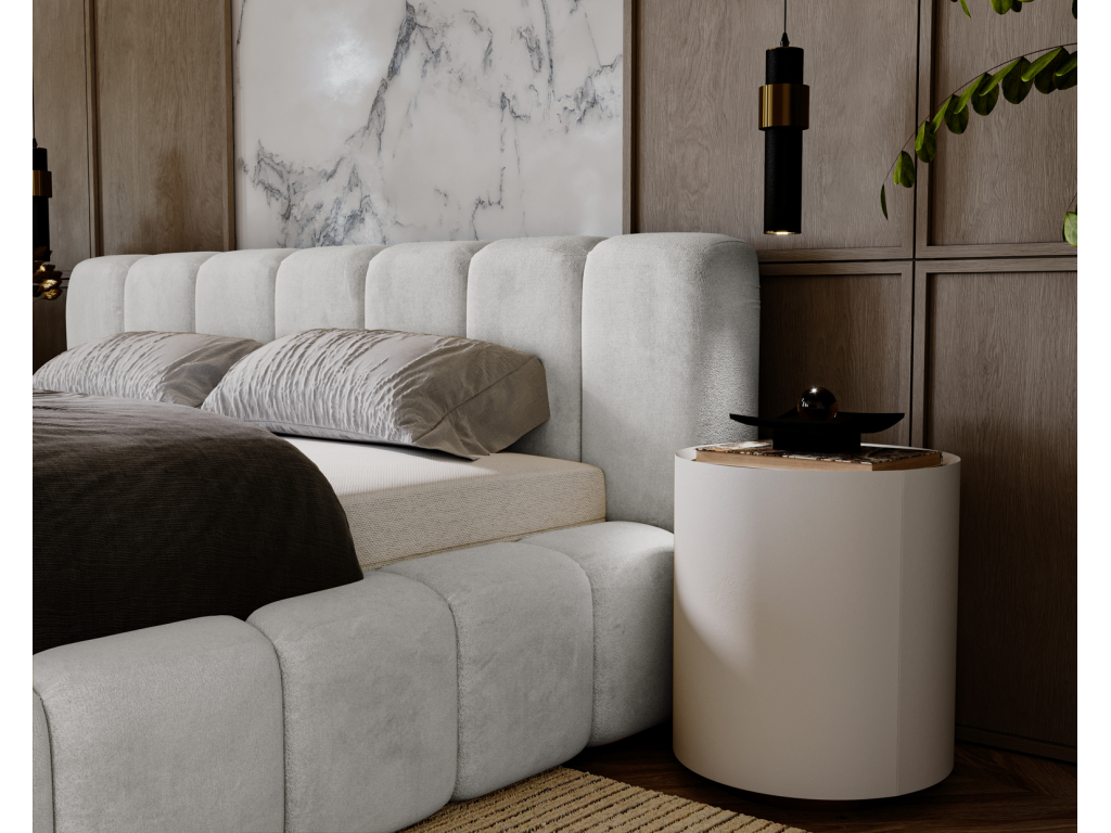 Gray Velvet Bed, 160 x 200 cm