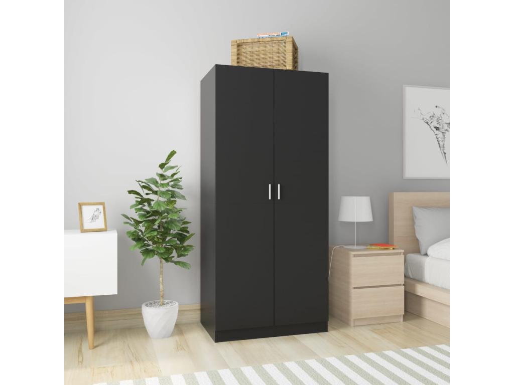 Black Engineered Wood Home Furniture, 80 x 52 x 180 cm