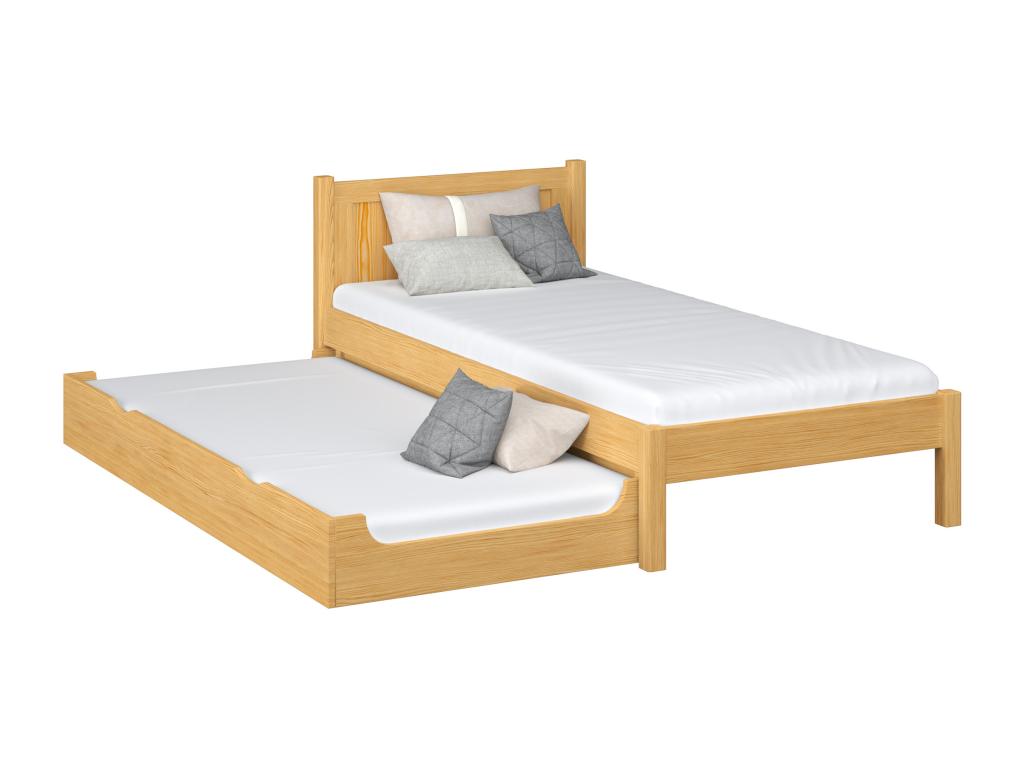 Natural Pine Wood Bed, 120 x 200 cm