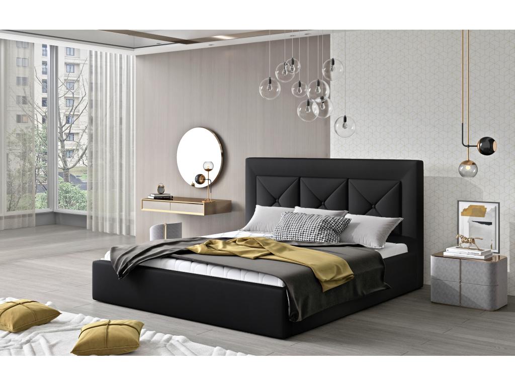 Black Leather Bed, 200 x 200 cm