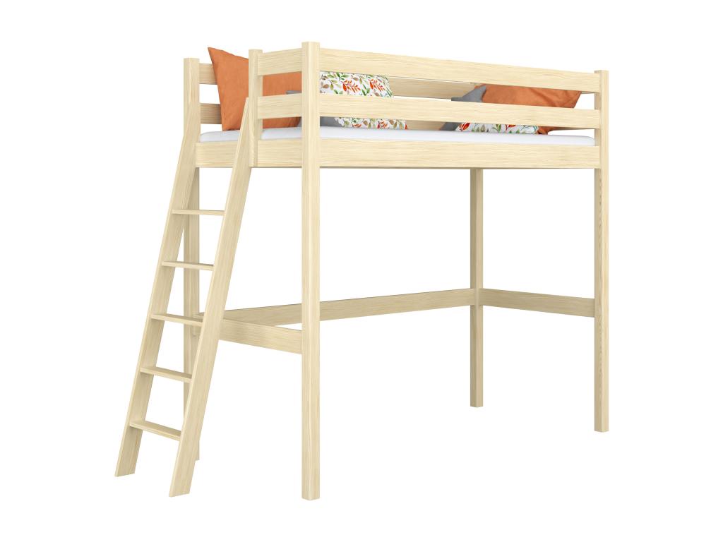 Yellow Pine Wood Bed, 80 x 190 cm