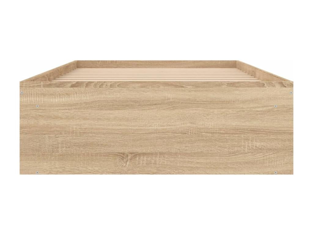 Brown Oak Wood Bed Frame, 90 x 190 cm