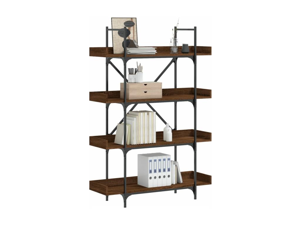 Brown Oak Wood Bookcase, 100 x 33 x 145.5 cm