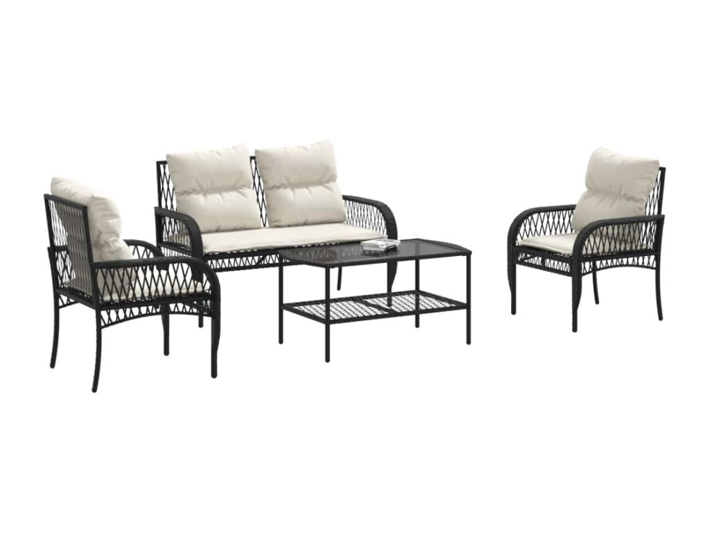 Black Woven Resin Wicker Outdoor Furniture Set