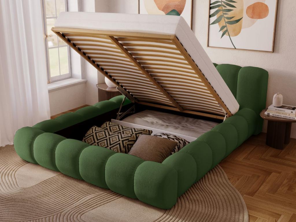 Green Velvet Bed, 120 x 200 cm