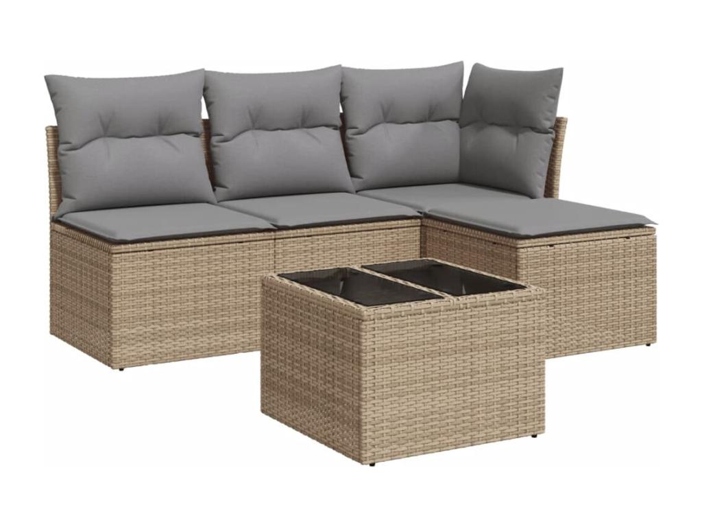 Beige Woven Resin Wicker Outdoor Furniture Set - dlz1766570586775