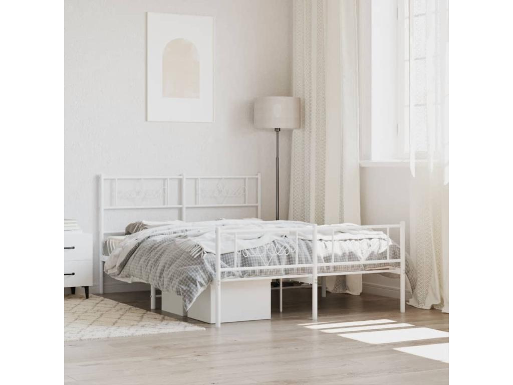 White Metal Bed Frame, 150 x 200 cm