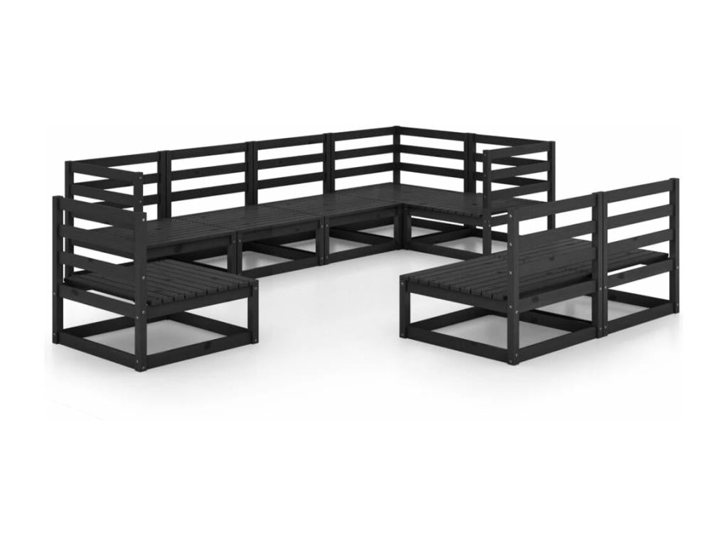 Black Pine Wood Outdoor Furniture Set