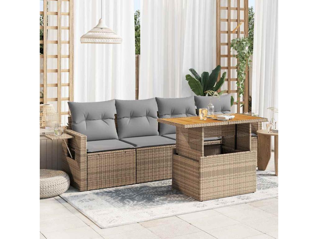 Beige Woven Resin Wicker Outdoor Furniture Set - dlz1766570255880