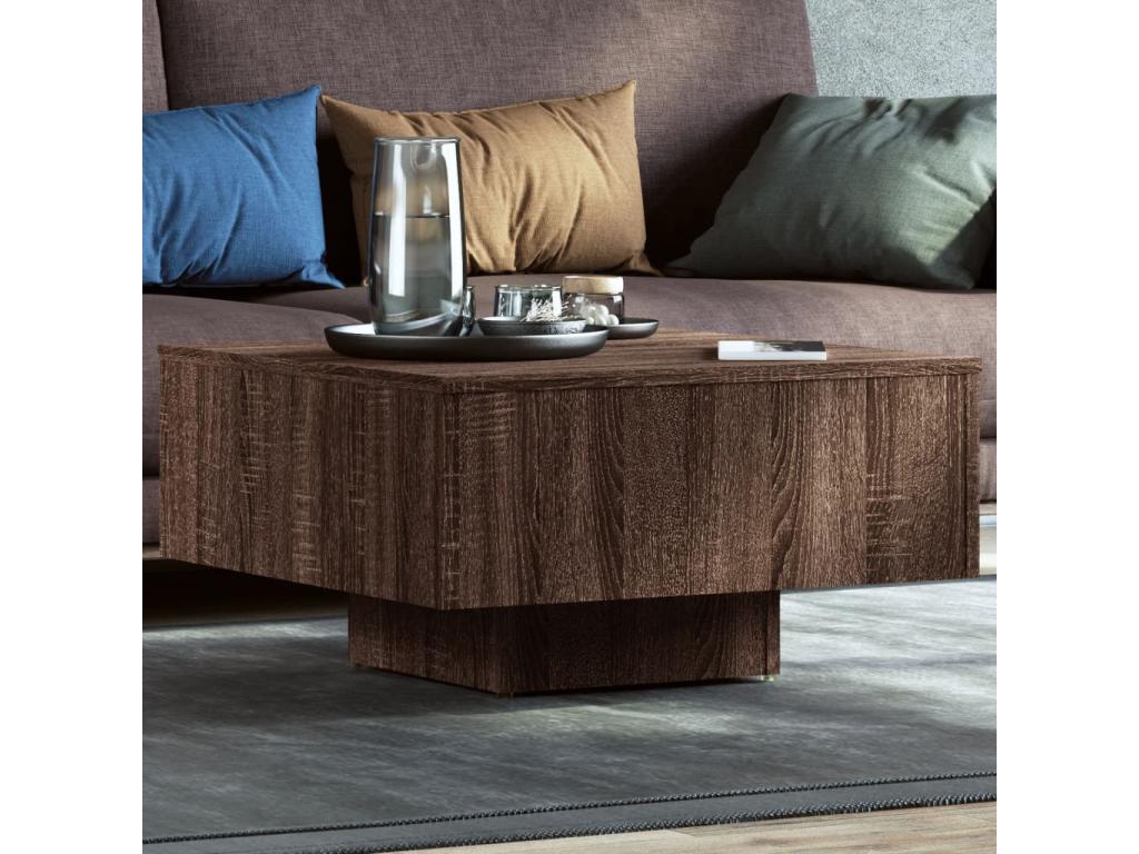 Brown Oak Wood Coffee Table, 60 x 60 x 31.5 cm