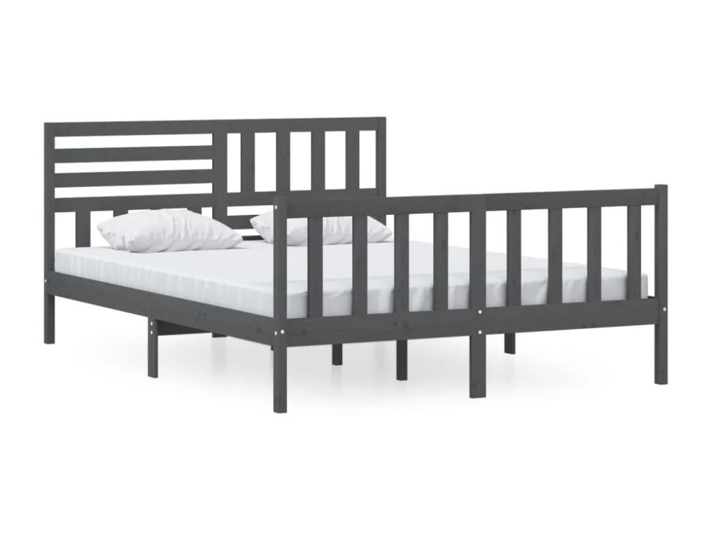 Gray Solid Wood Bed Frame, 150 x 200 cm
