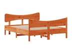 Brown Pine Wood Bed Frame, 135 x 190 cm