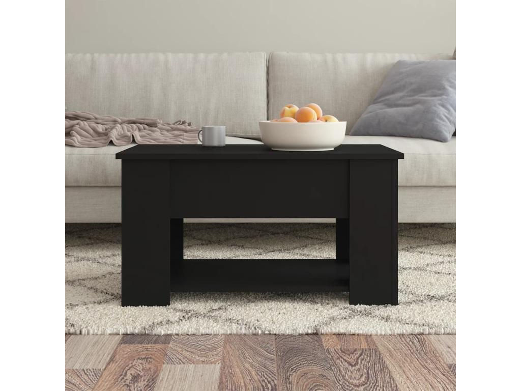 Black Engineered Wood Coffee Table, 79 x 49 x 41 cm
