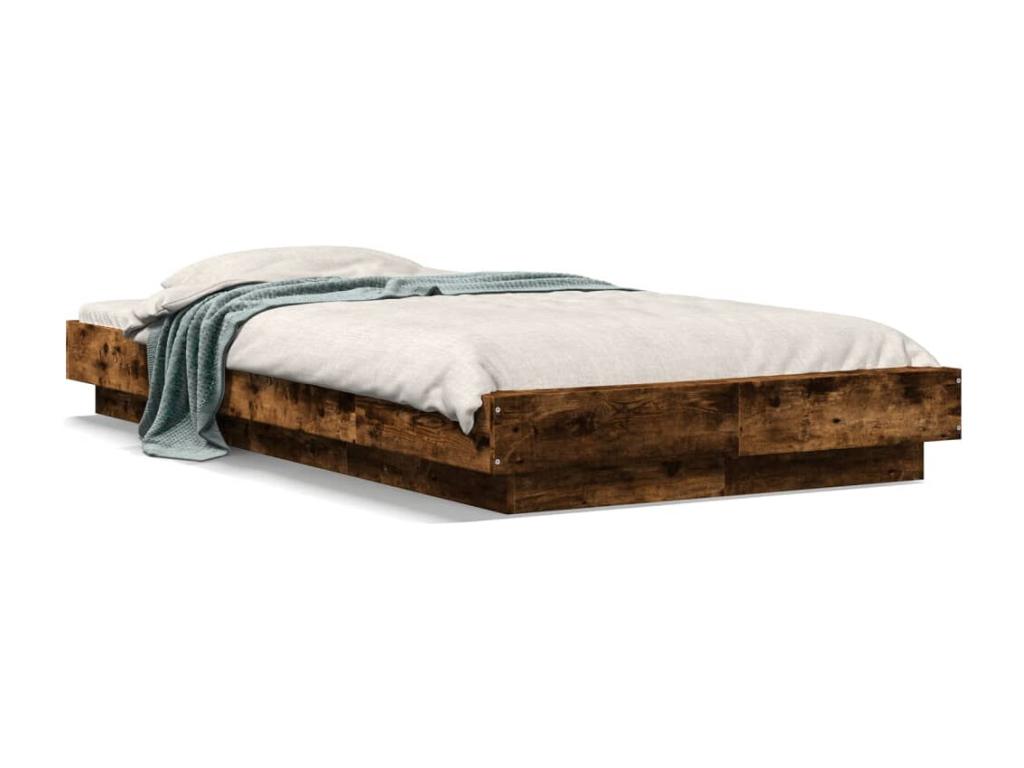 Brown Oak Wood Bed Frame, 90 x 190 cm - dlz1766570652574