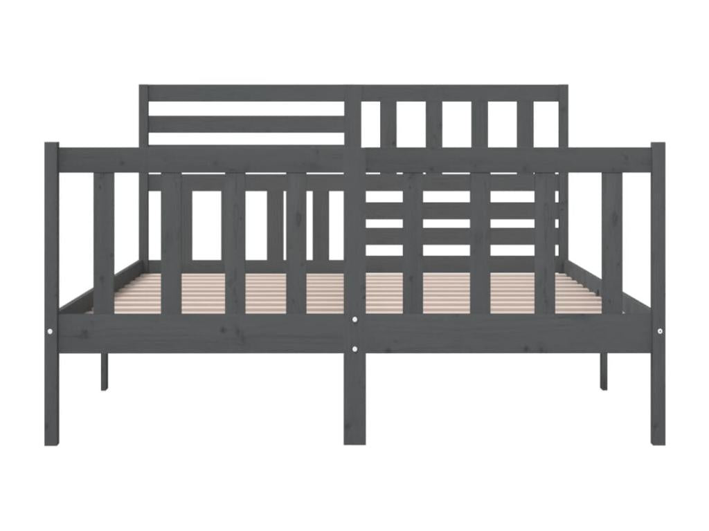 Gray Solid Wood Bed Frame, 150 x 200 cm