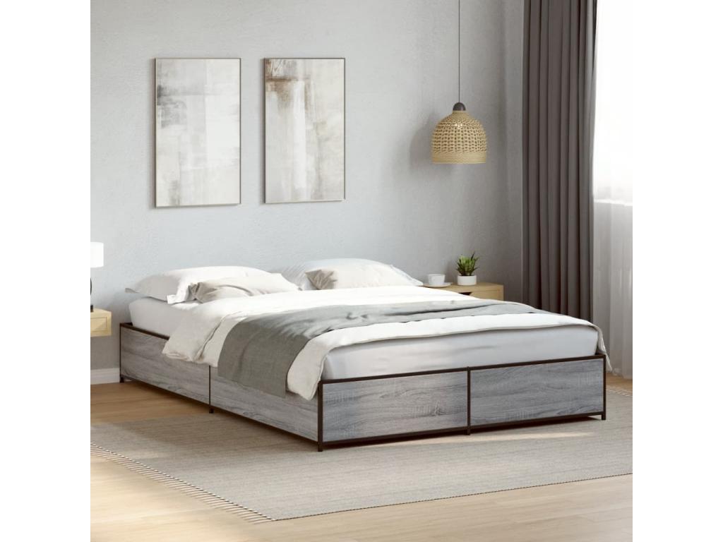 Gray Engineered Wood Bed Frame, 120 x 200 cm