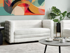 White Boucle Fabric Sofa