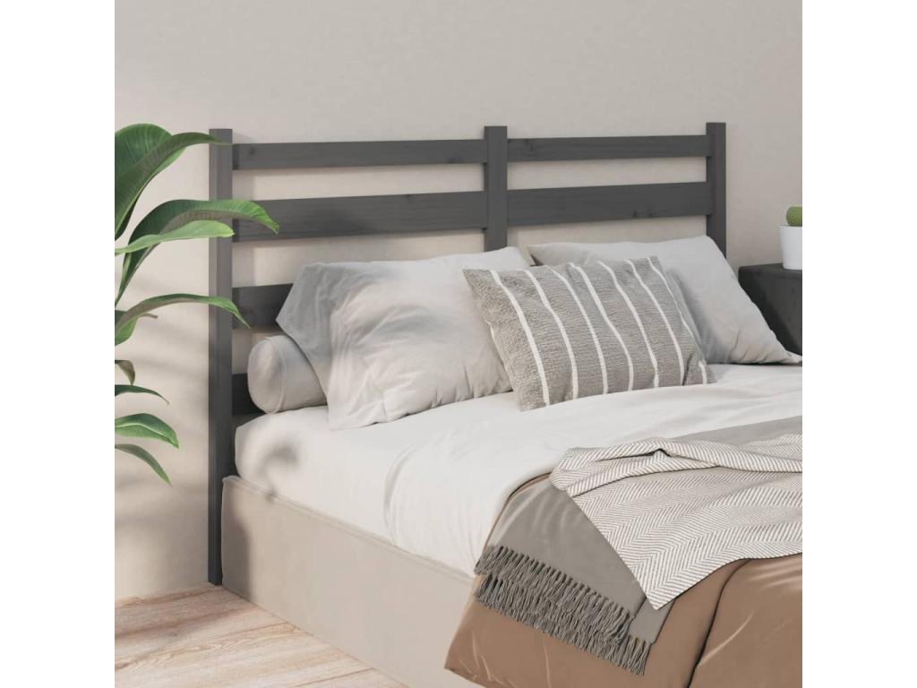 Gray Pine Wood Bed, 186 x 4 x 100 cm