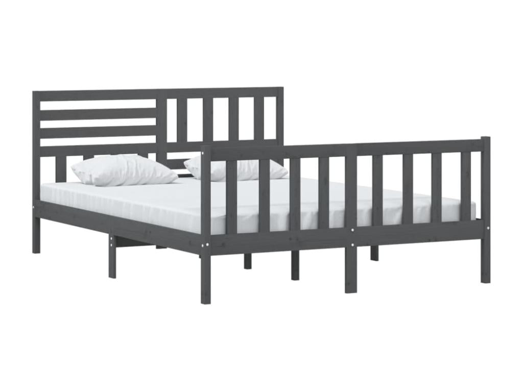Gray Solid Wood Bed Frame, 150 x 200 cm