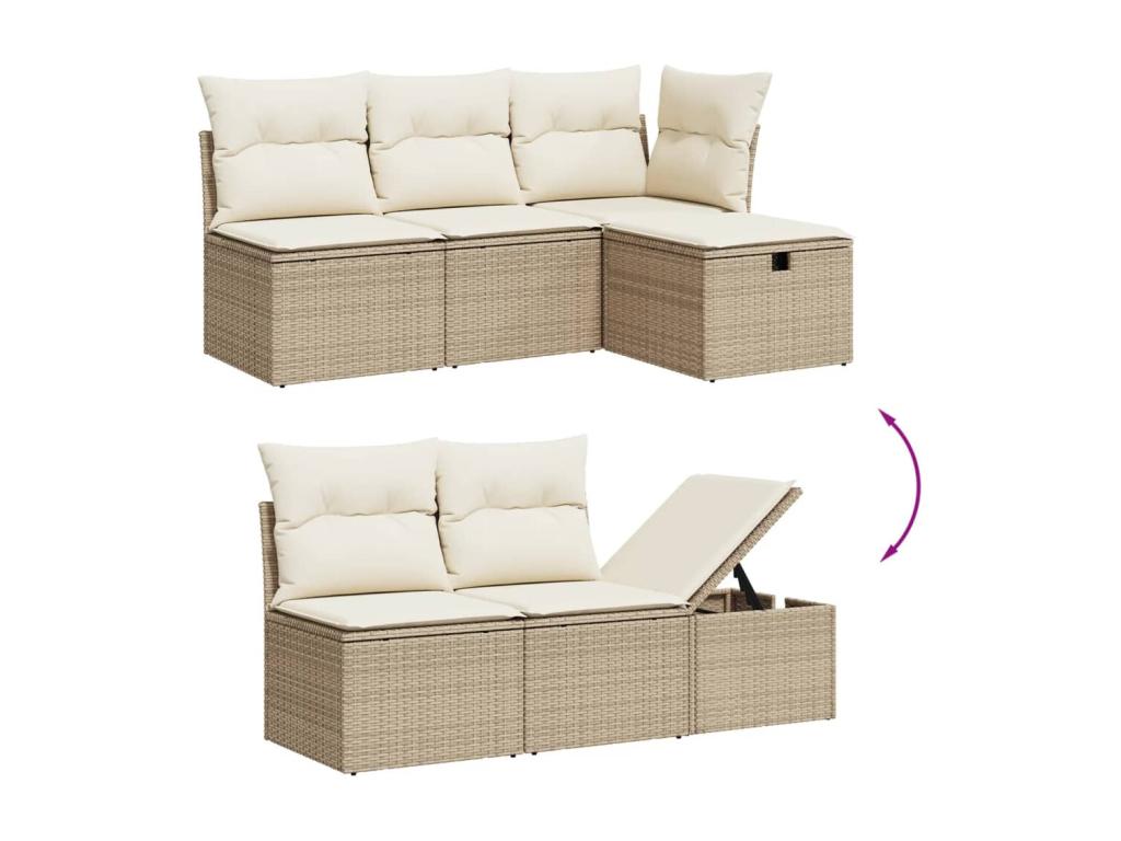 Beige Woven Resin Wicker Outdoor Furniture Set - dlz1766570376486