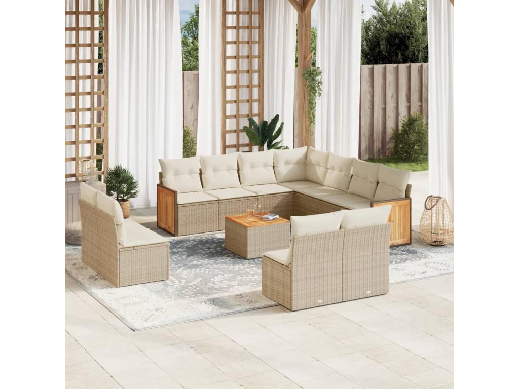 Beige Woven Resin Wicker Outdoor Furniture Set - dlz1766570432339