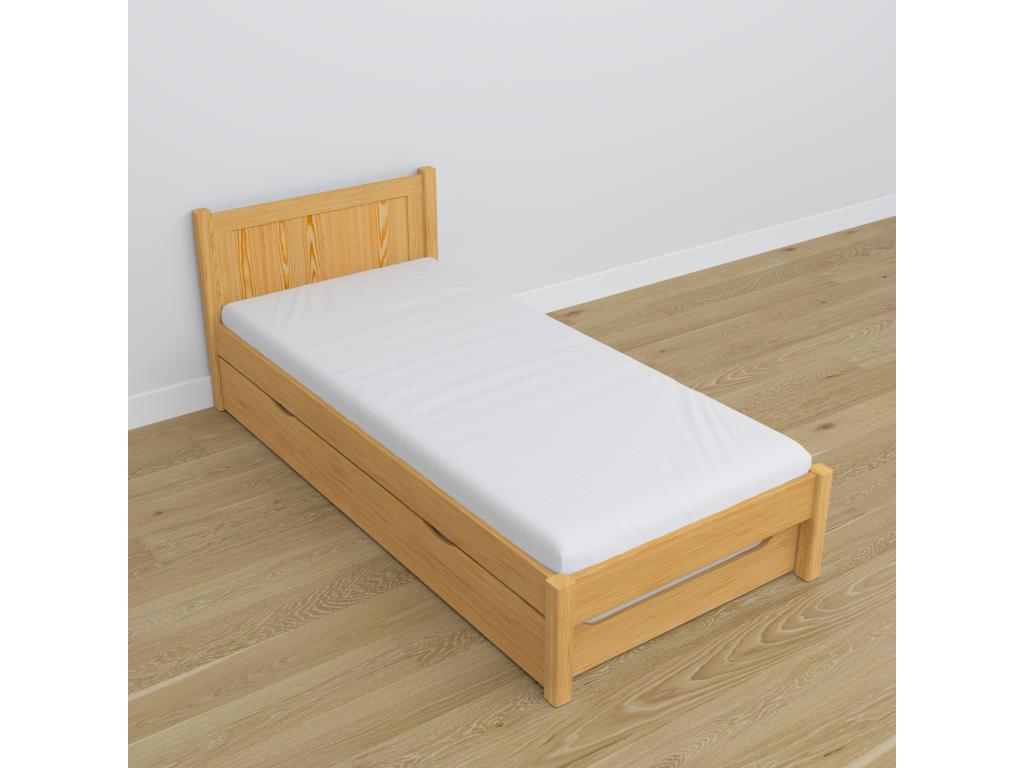 Natural Pine Wood Bed, 120 x 200 cm