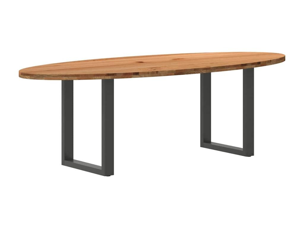 Brown Oak Wood Dining Table - dlz1766570302153
