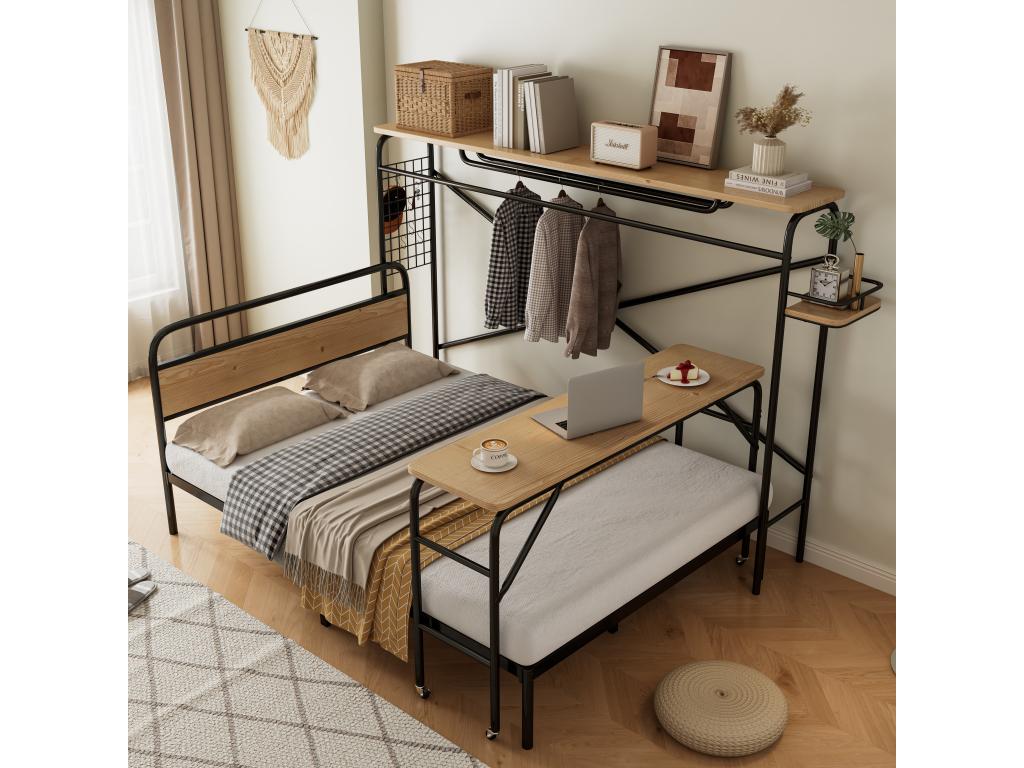 Black Metal Bed, 140 x 200 cm