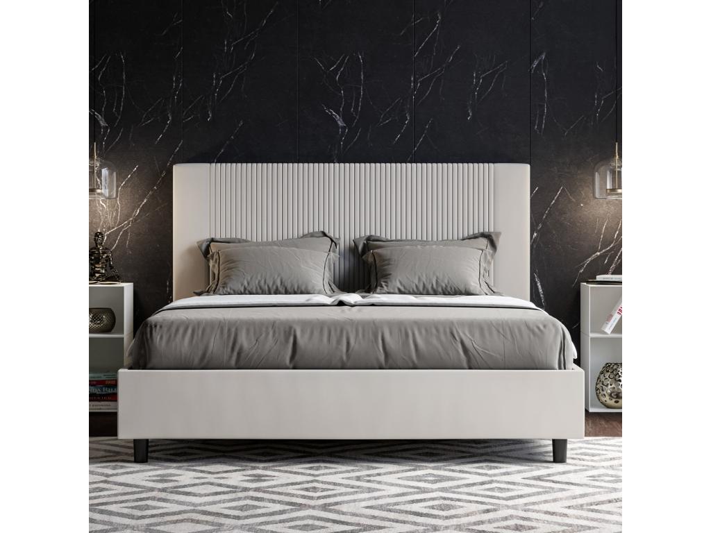 White Leather Bed, 160 x 200 cm