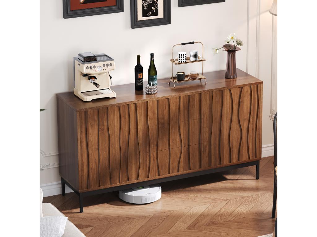 Brown Oak Wood Sideboard, 150 x 40 x 80 cm