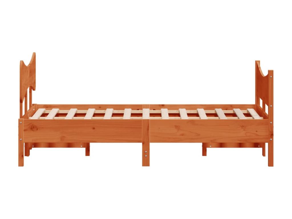 Brown Pine Wood Bed Frame, 135 x 190 cm