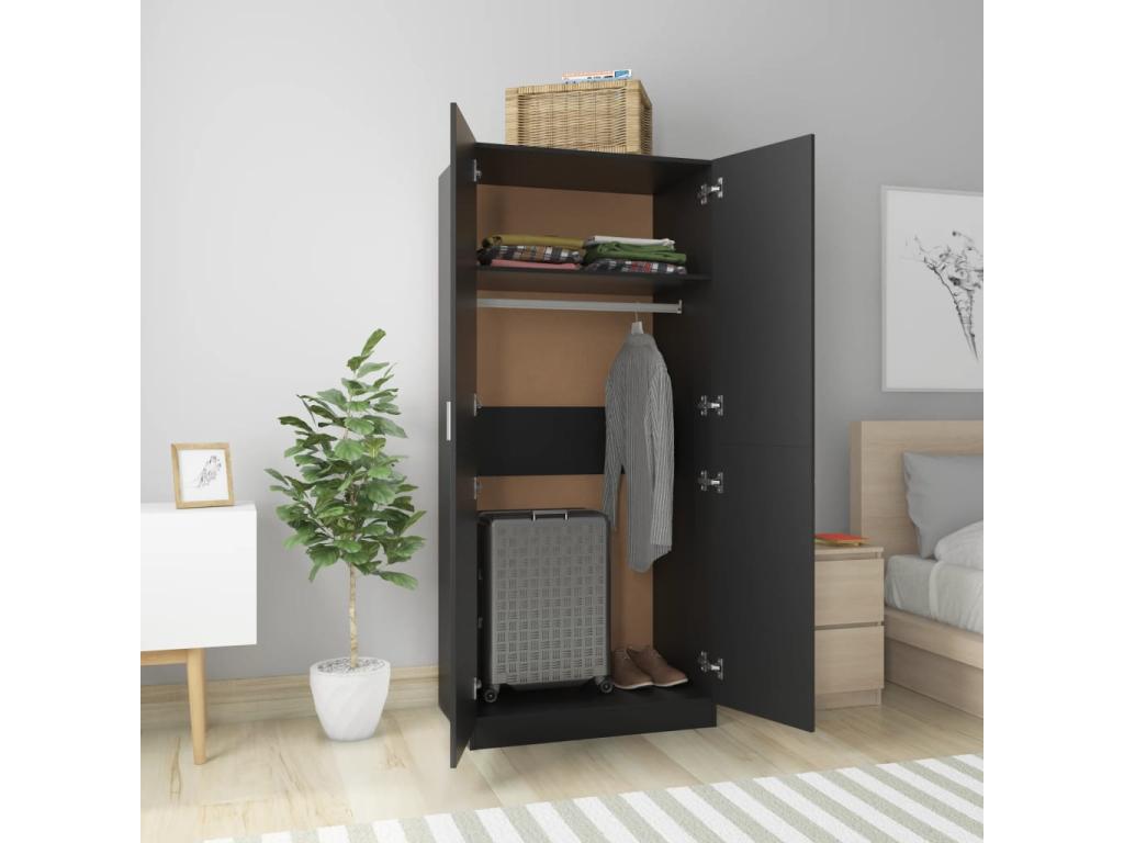Black Engineered Wood Home Furniture, 80 x 52 x 180 cm