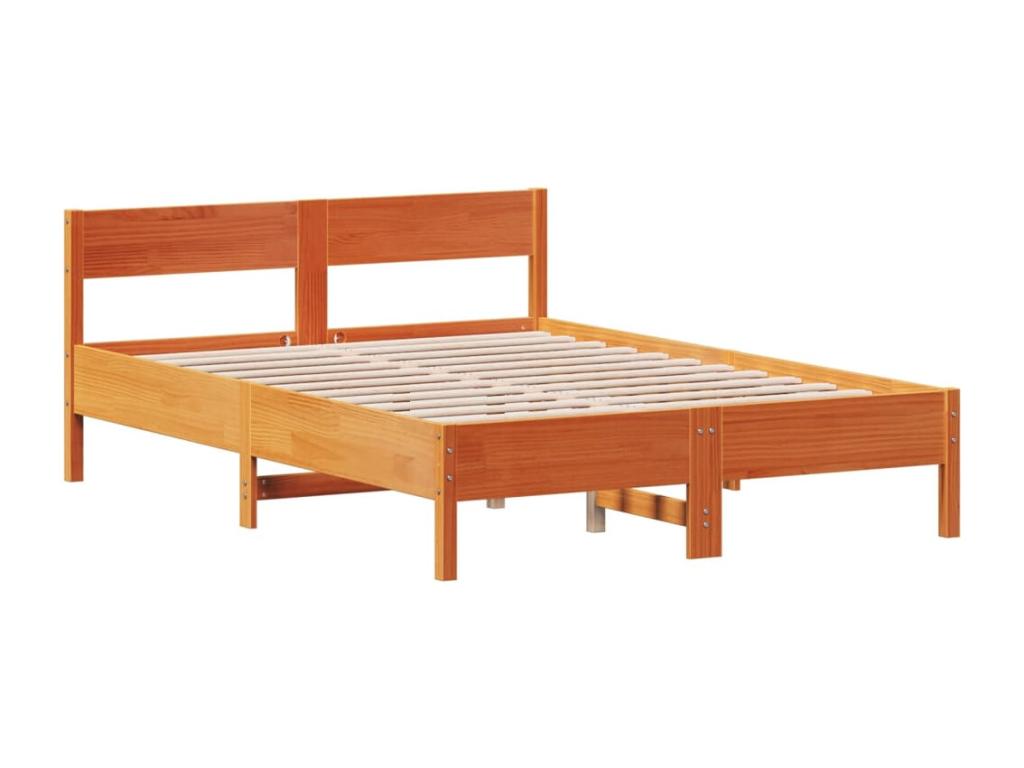 Brown Pine Wood Bed Frame, 120 x 200 cm