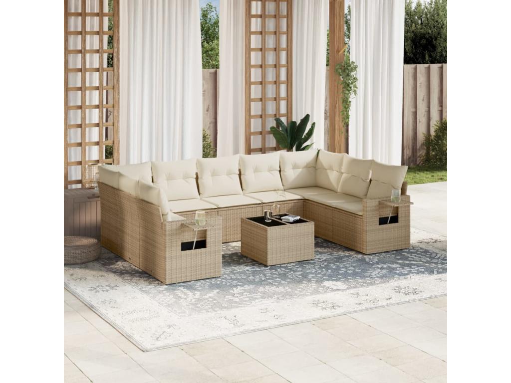 Beige Woven Resin Wicker Outdoor Furniture Set - dlz1766570871439