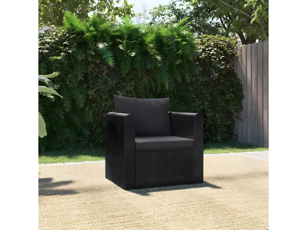 Black Woven Resin Wicker Accent Chair